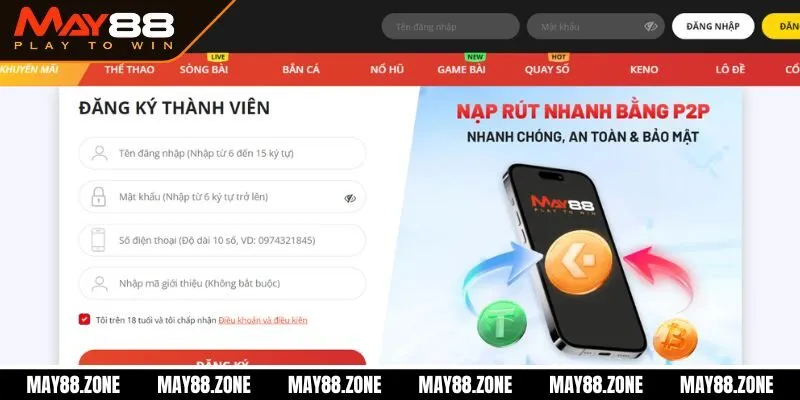 MAY88 - Link Bóng Đá Nhà Cái May88.Com Chính Thức 8 Hướng dẫn đăng ký MAY88 với 3 bước